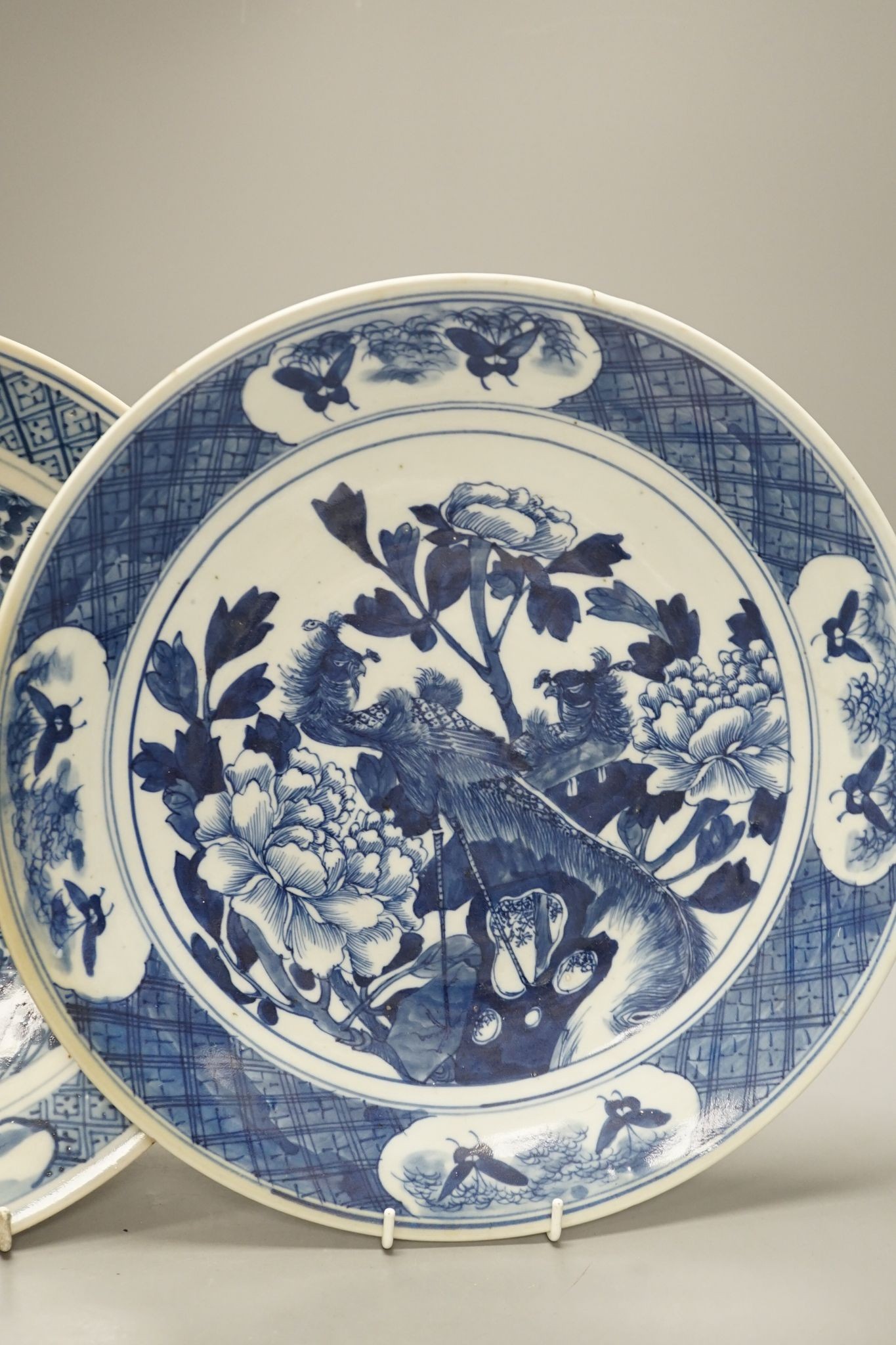 Two 19th century Chinese blue and white dishes 30cm